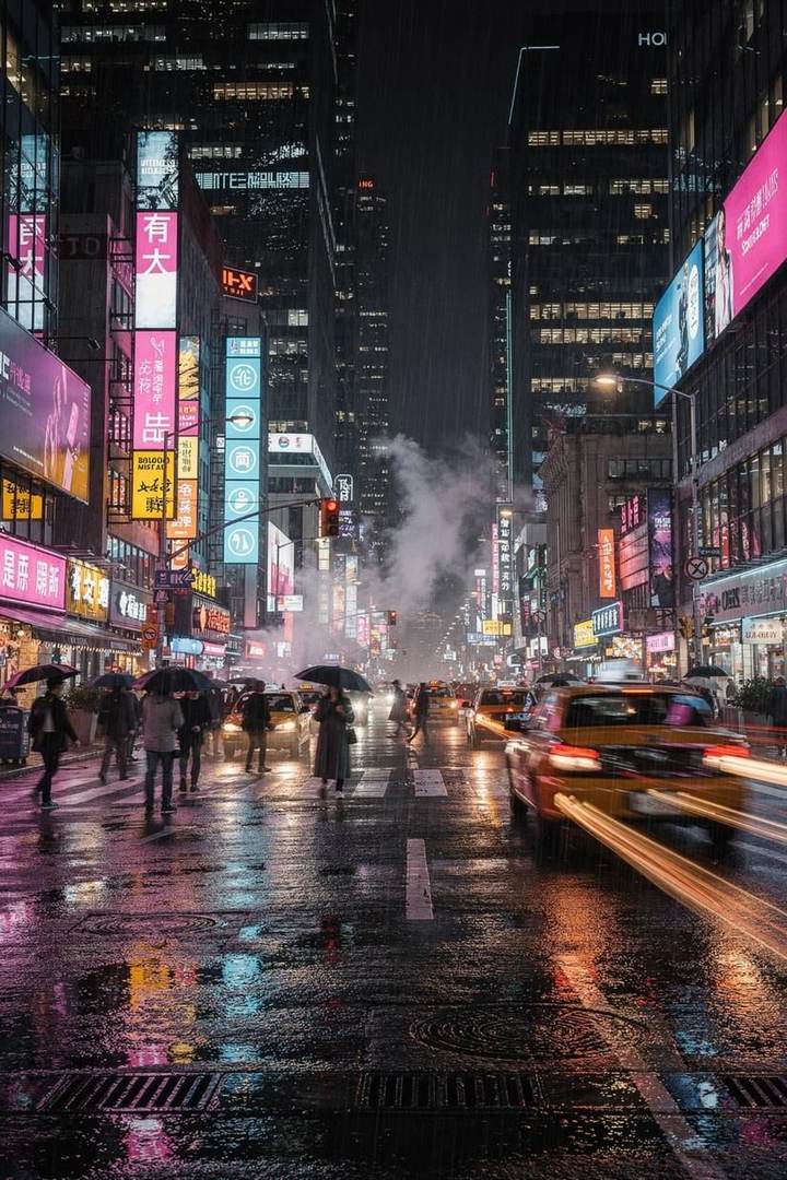 City street at night
